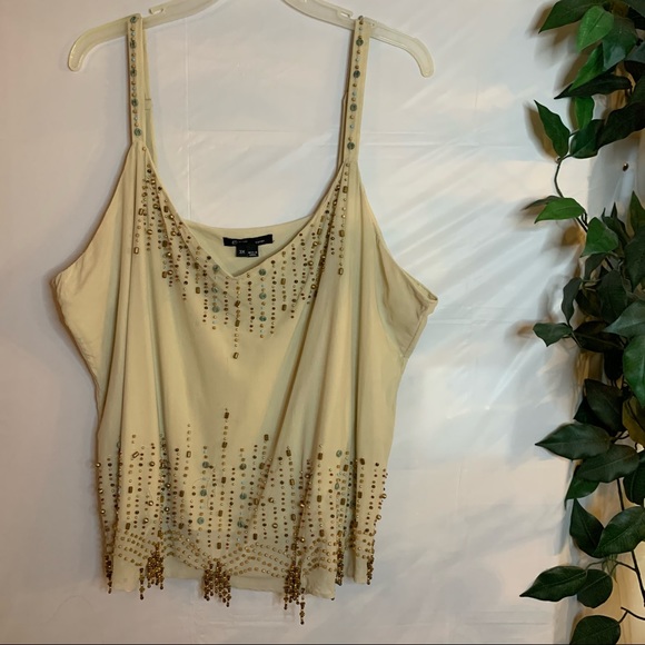 Cream colored Camisole with heavy beading - Picture 2 of 5
